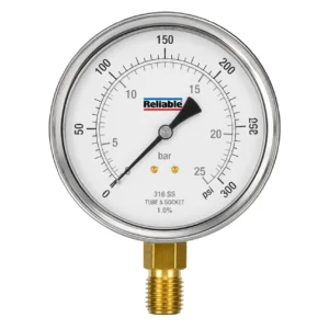 Manómetro Reliable 0-300 PSI 1/4” NPT UL/FM
